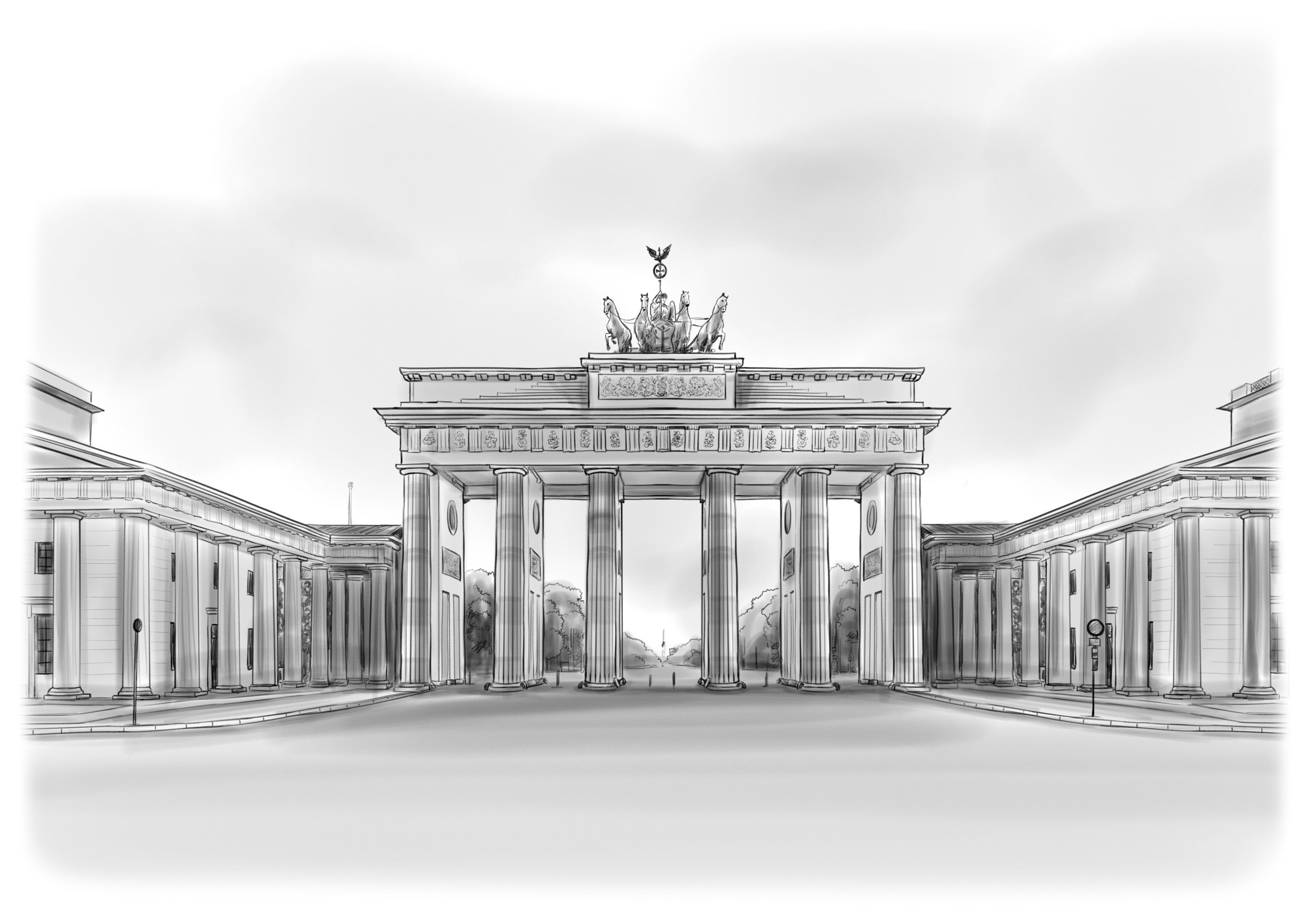 Berlin, Brandenburger Tor, Bleistiftzeichnung, Bleistift - Portrait vom