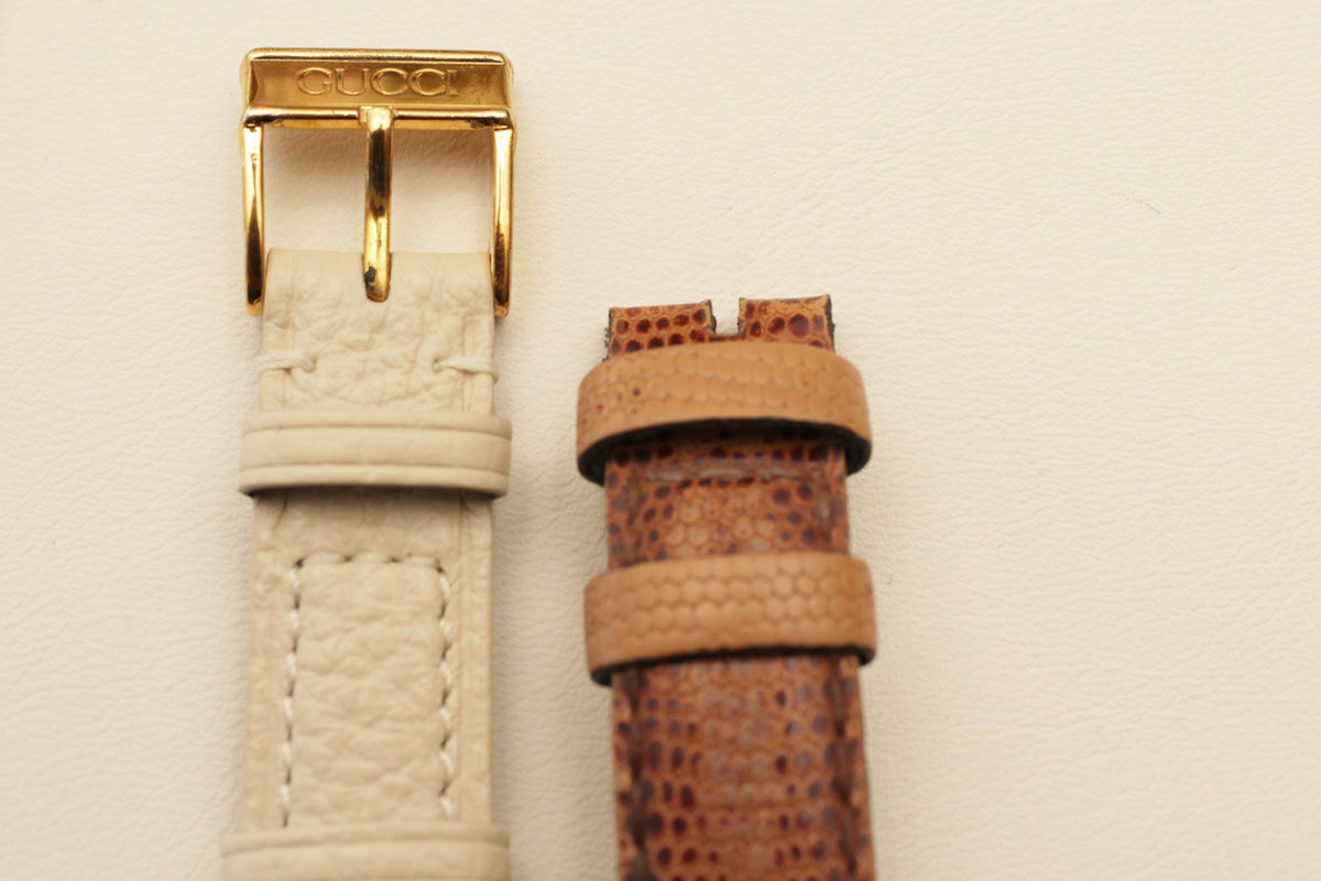 留め具を引き継いだ革ベルト交換で蘇るGUCCI腕時計、くすみ 留め具を引き継いだ革ベルト交換で蘇るGUCCI腕時計、くすみ