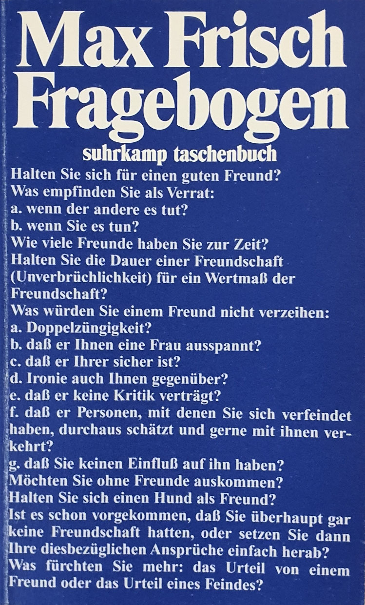 Gastrezension Fragebogen von Max Frisch Webseite!