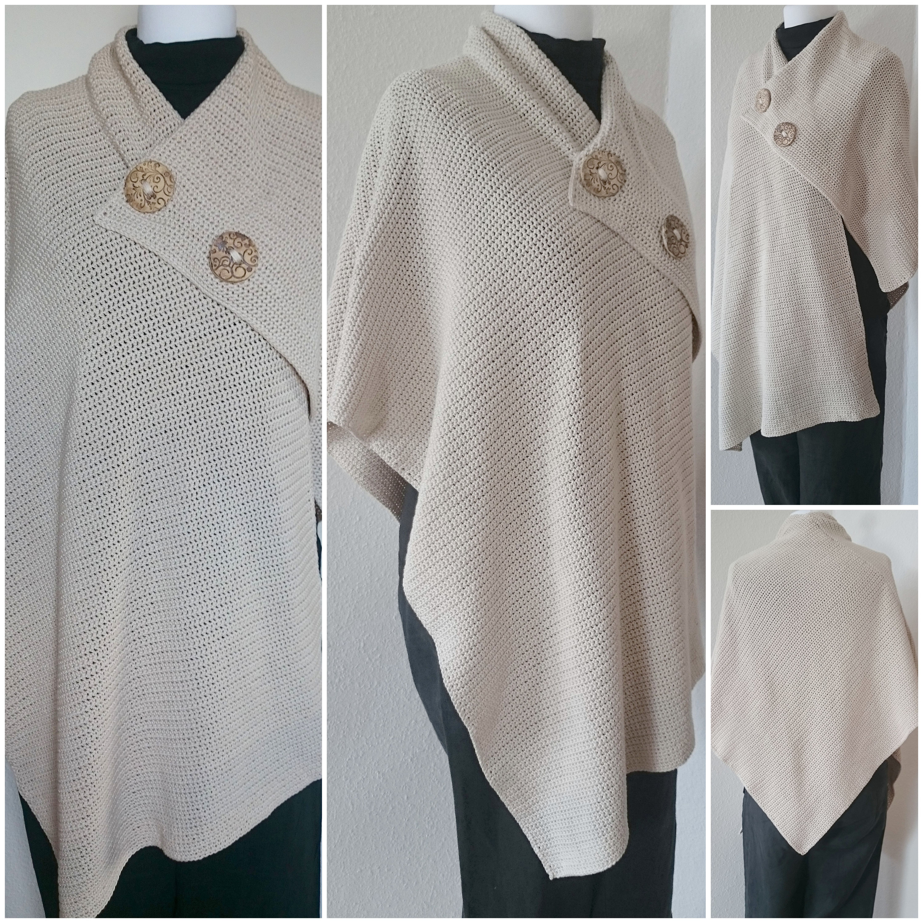 Asymmetrischer Hakel Poncho Handmadebykw