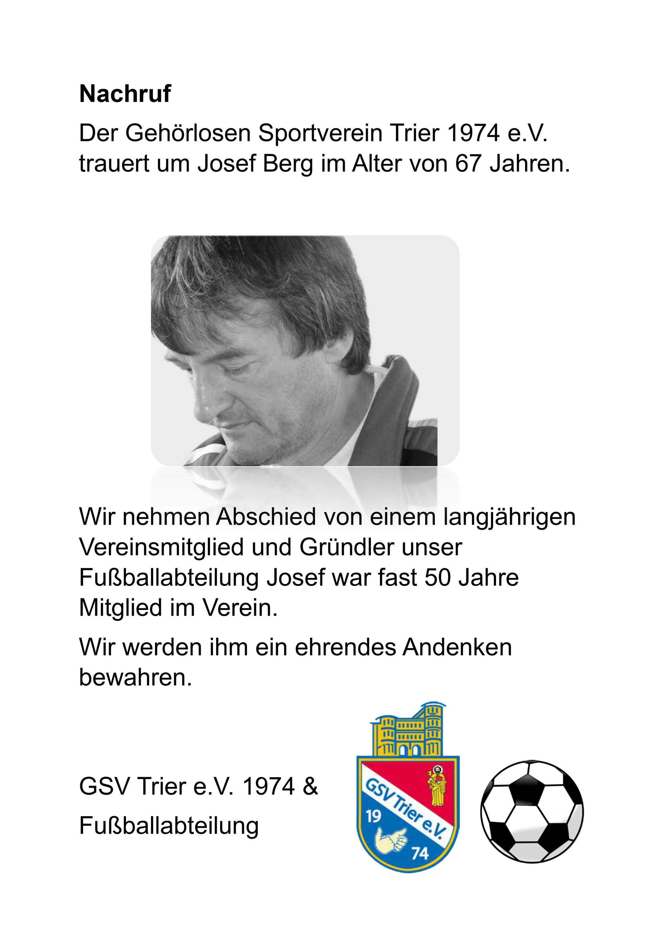 Eine traurige Nachricht (12.07.2023) gsvtriers Webseite!