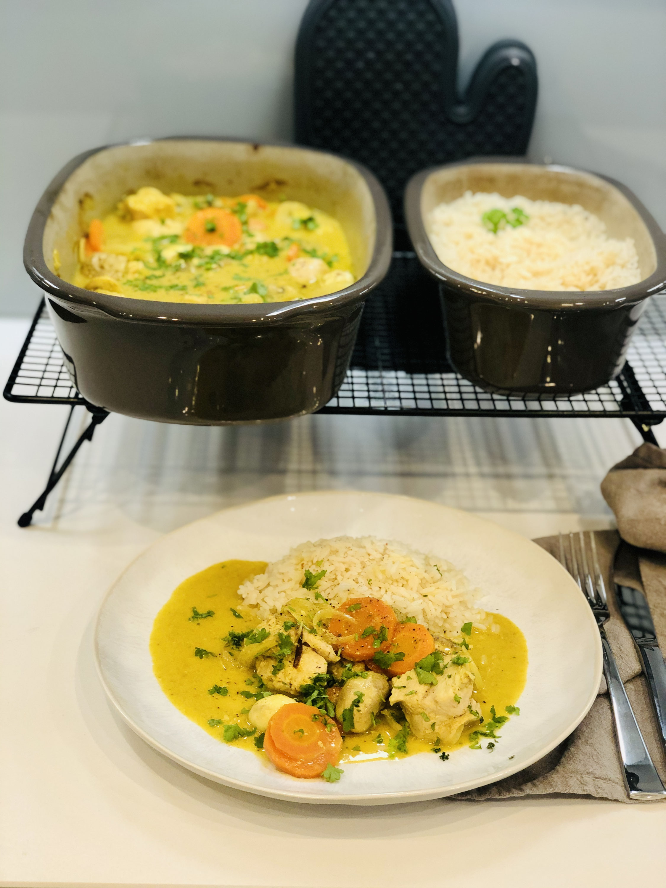Putencurry aus dem Ofenmeister mit Reis aus dem kleinen Zaubermeister ...