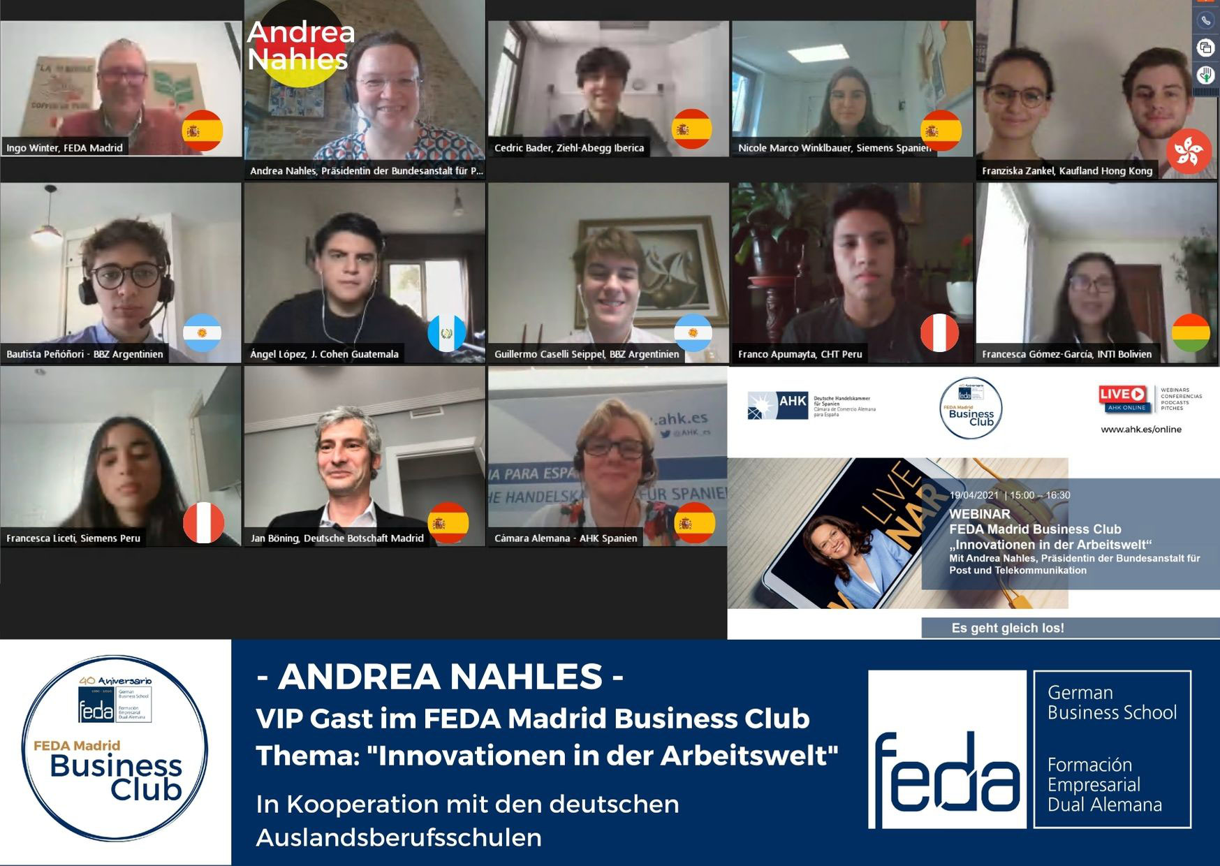 Feda Madrid Business Club Weltweit Andrea Nahles Spricht Uber Innovationen In Der Arbeitswelt Feda Madrid Duale Ausbildung Spanien