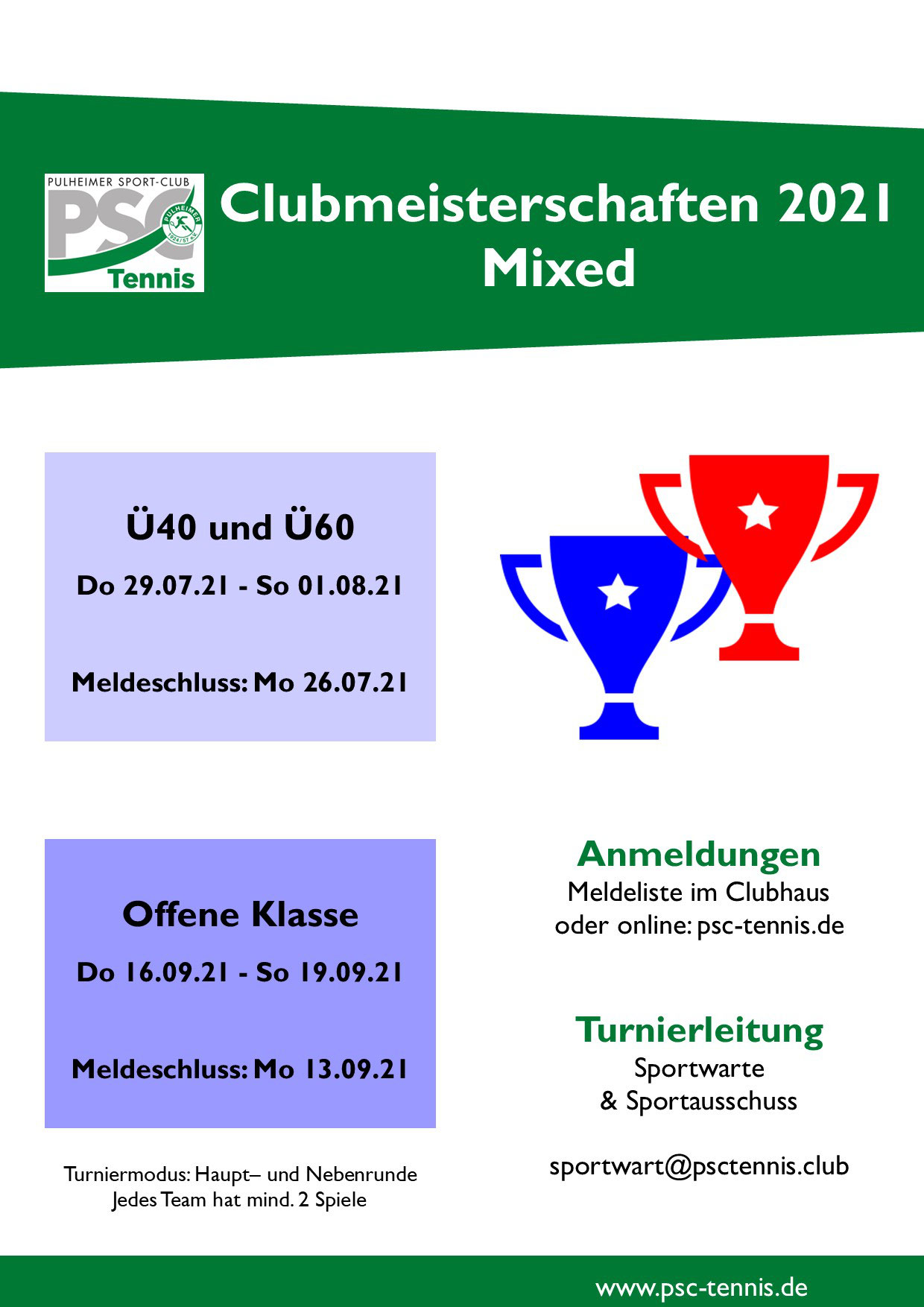 Psc Clubmeisterschaften Im Mixed 2021 Psc Tennis De