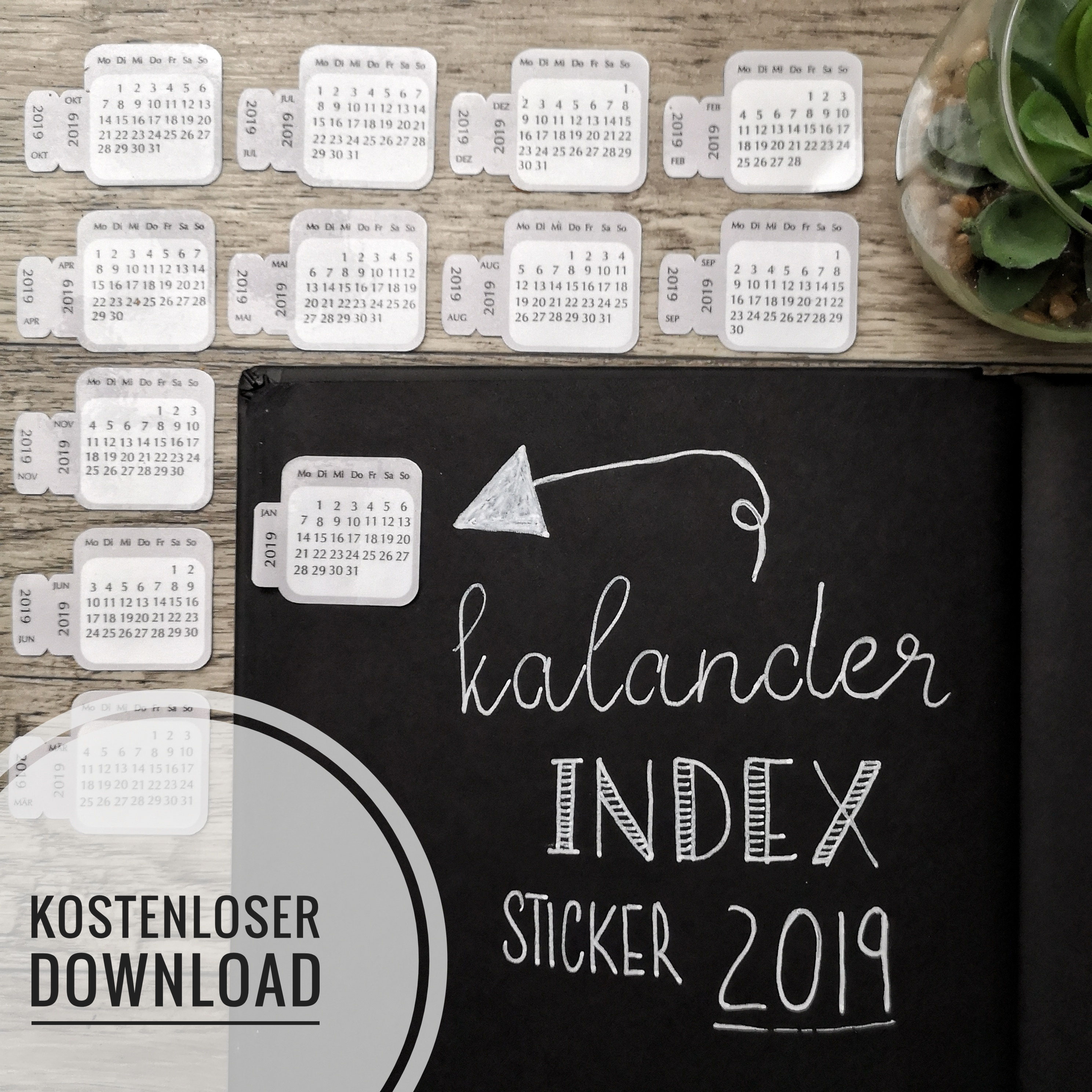 Kalender Index Tabs für 2019 Kreativ Kurier