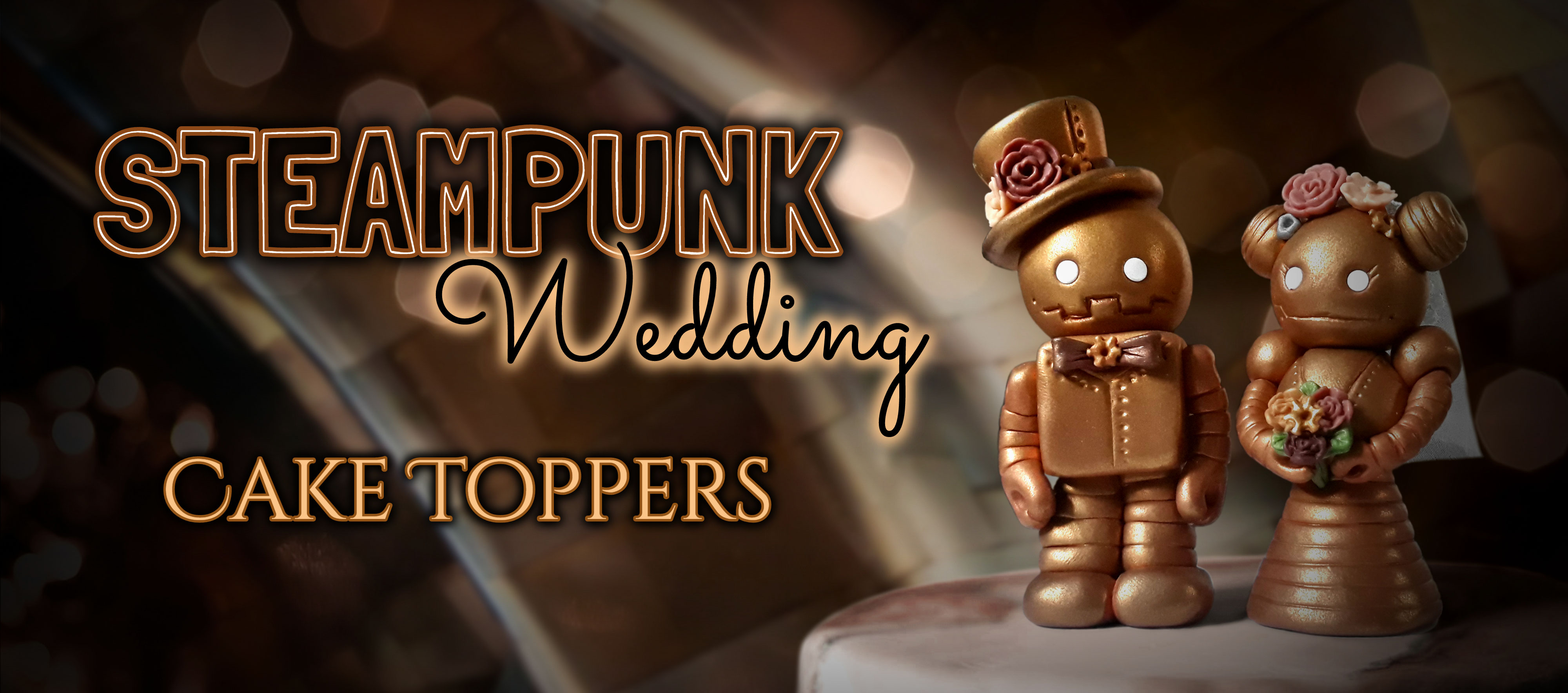 New Steampunk Wedding Cake Toppers Lolita's Adornments