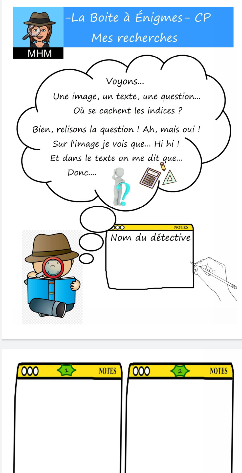 Boite à Enigmes MHM - Carnet de détective CP CE1! - Bien en classe ...