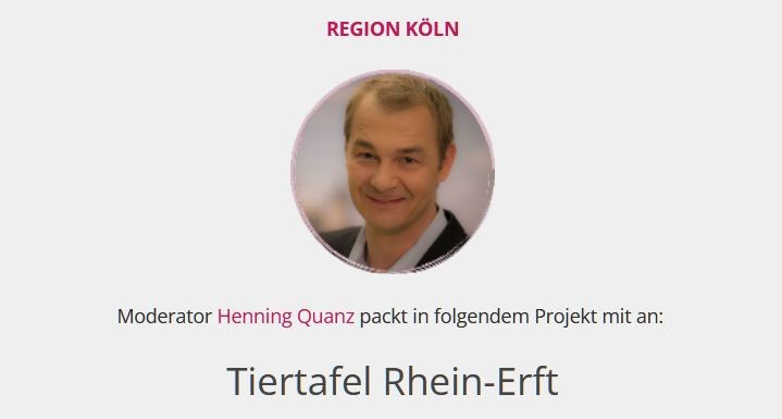 WDRLokalzeit Moderator Henning Quanz kommt Tiertafel RheinErft e.V