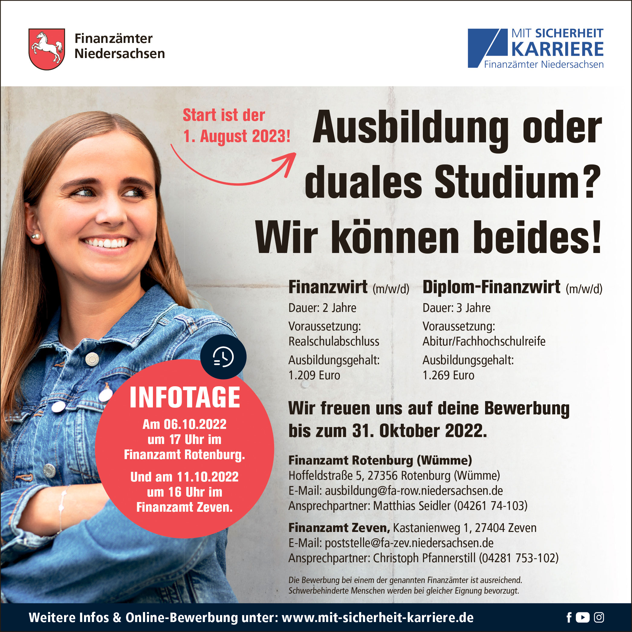 Ausbildungsplatz / duales Studium beim Finanzamt ROW und Zeven