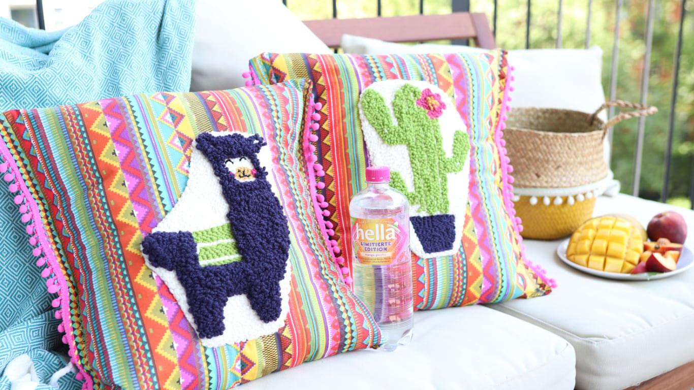 DIY Punch Needle Lama & Kaktus Kissen DIY Eule