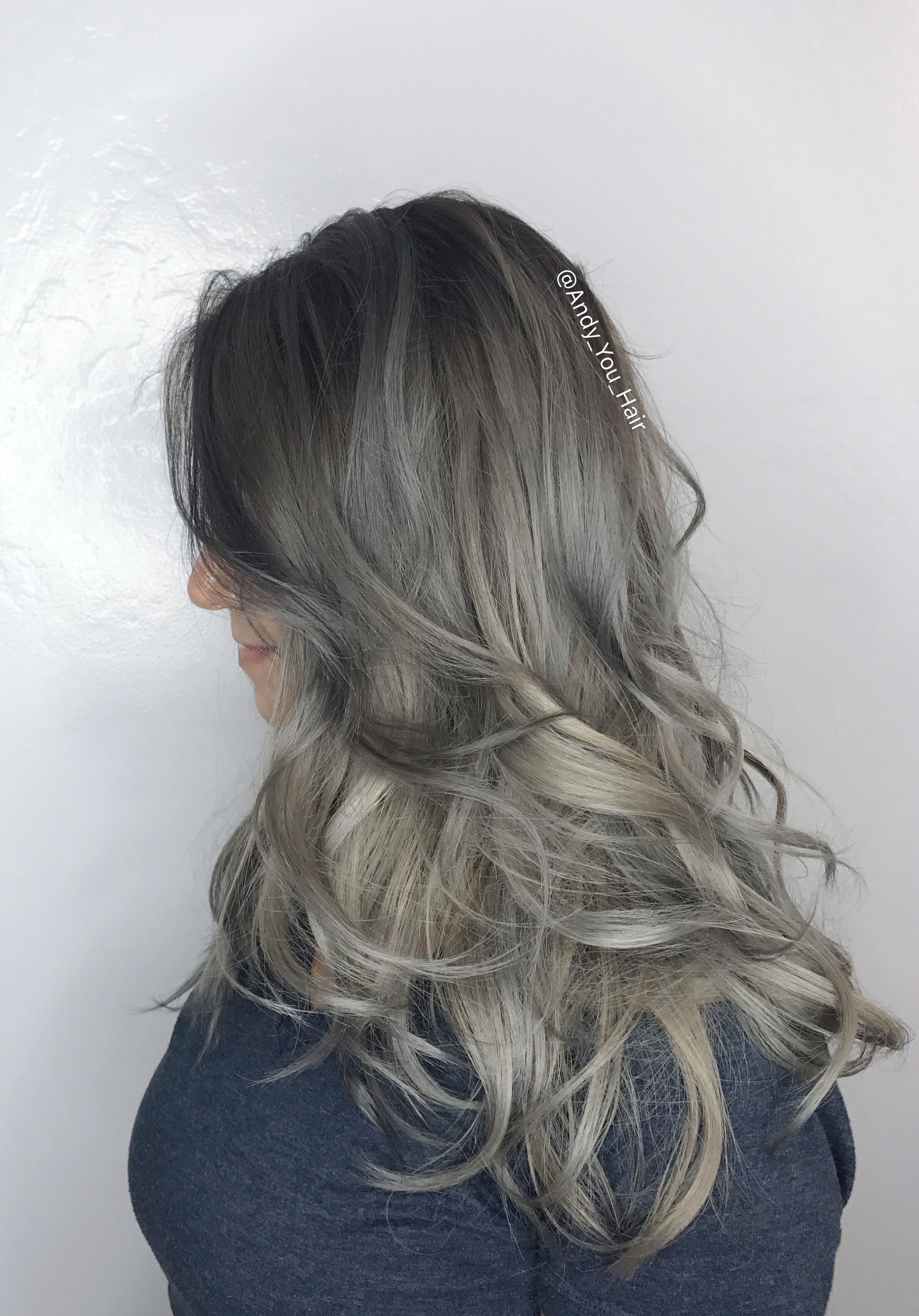 Silver ash metallic color melting zenhairfashion