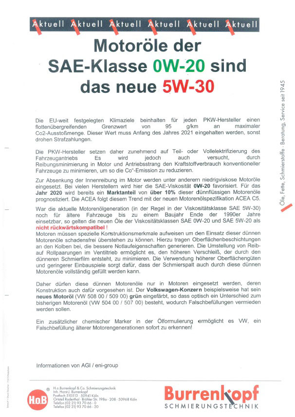 0W-20 das neue 5W-30 - Öle, Fette und Schmierstoffe