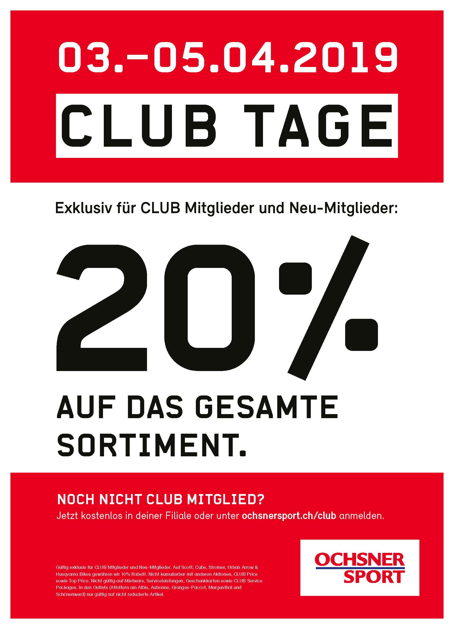 20% Rabatt bei Ochsner Sport auf das gesamte Sortiment ...