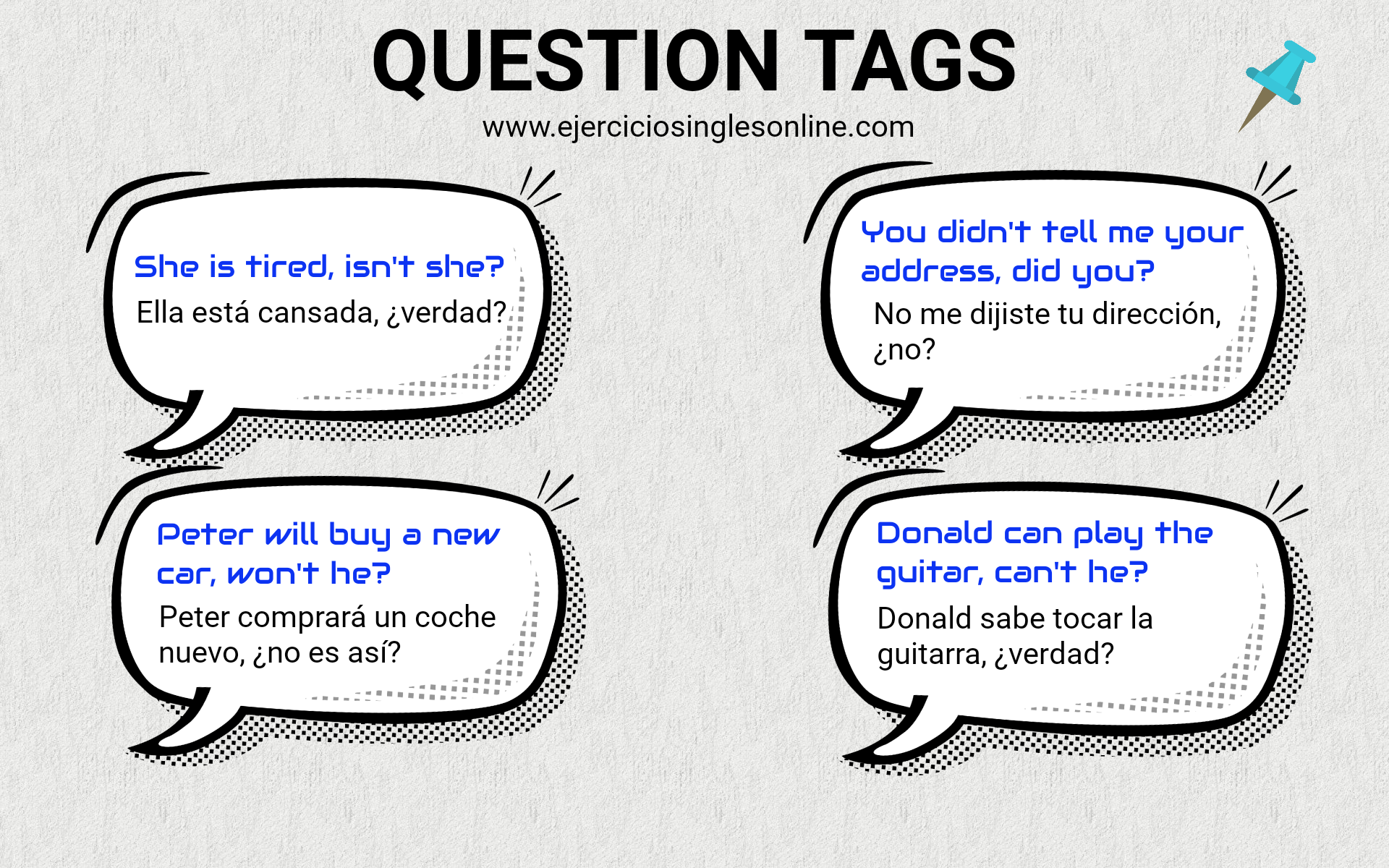 Question tags en inglés Ejercicios inglés online