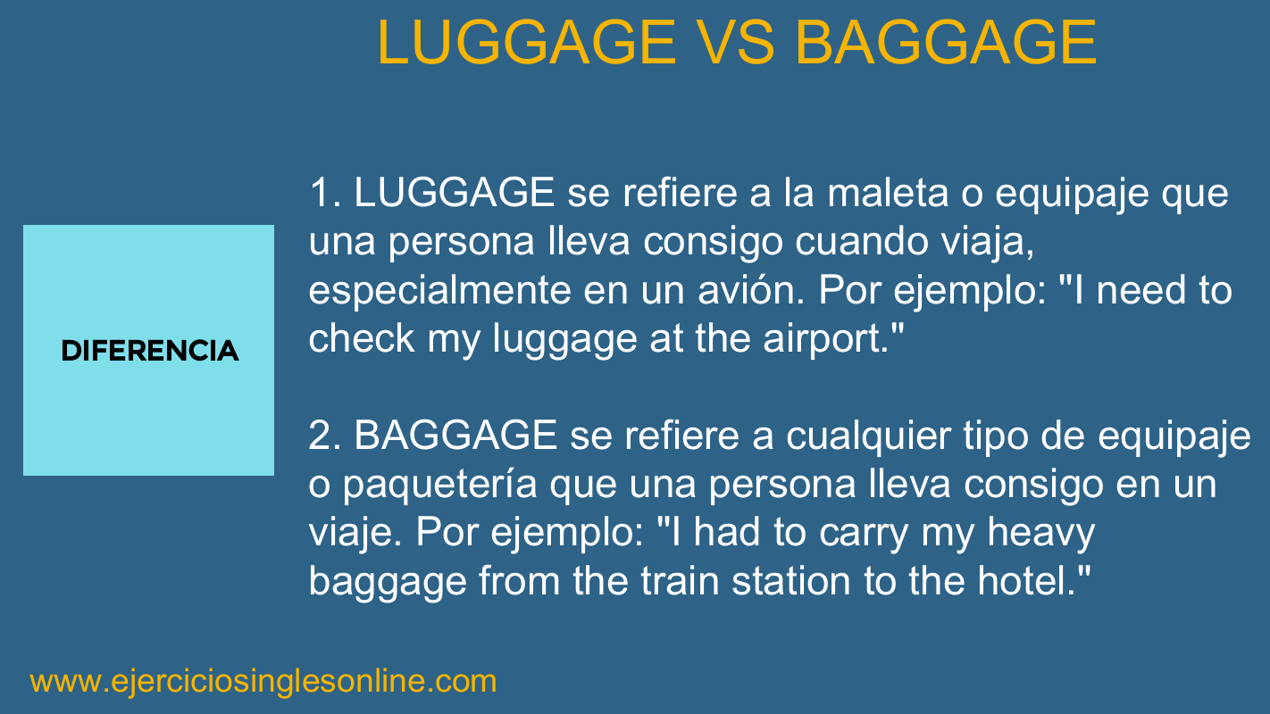 Luggage vs Baggage Diferencia Ejercicios inglés online