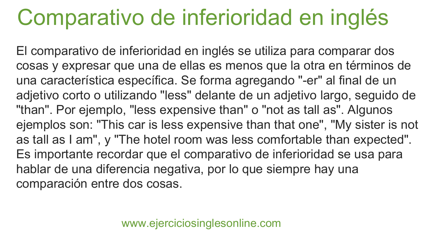 Ejemplos De Comparativos De Inferioridad En Ingles Nuevo Ejemplo