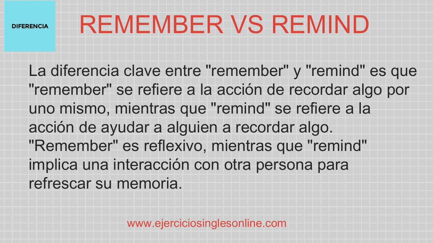 Remember vs Remind Diferencia en inglés Ejercicios inglés online