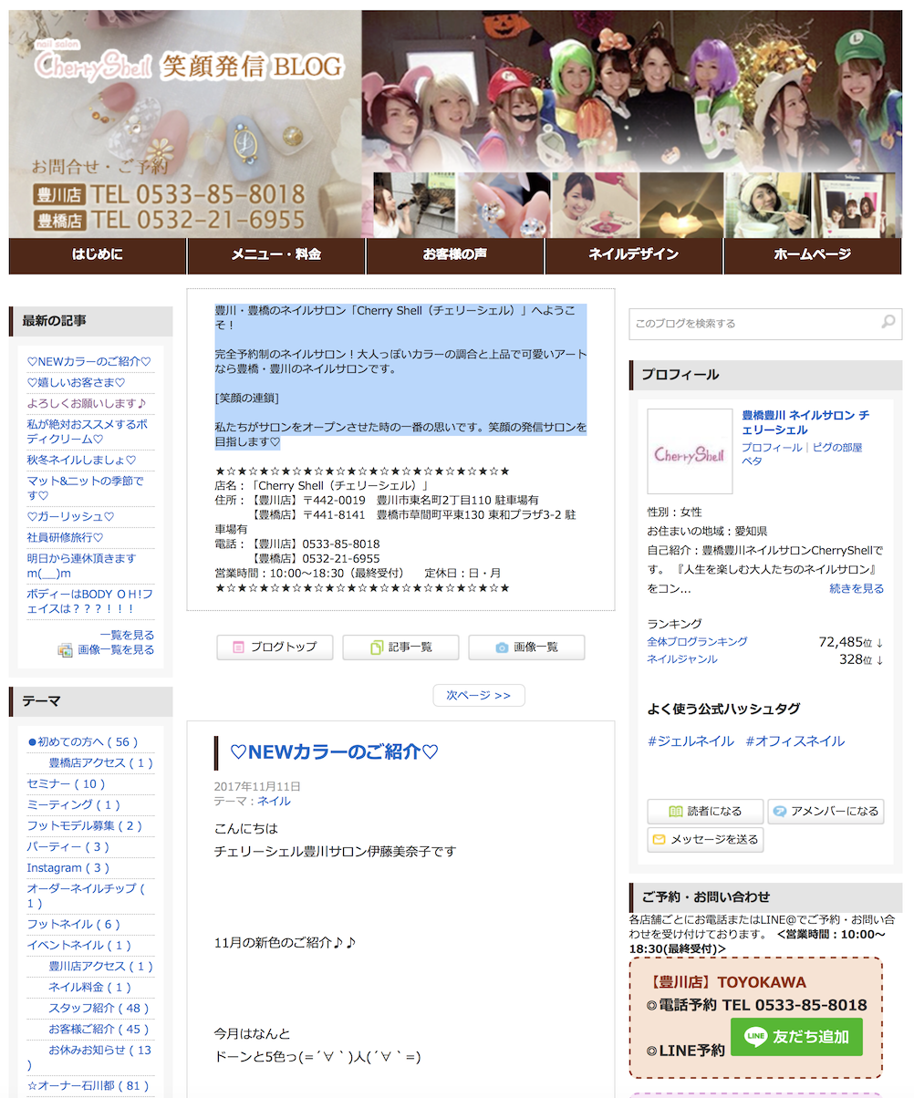 豊橋 豊川のネイルサロンcherry Shell チェリーシェル 役立つブログを紹介