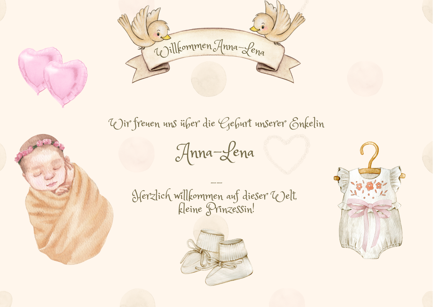 Karte zur Geburt einer Enkelin (Muster) Manuela Vogel