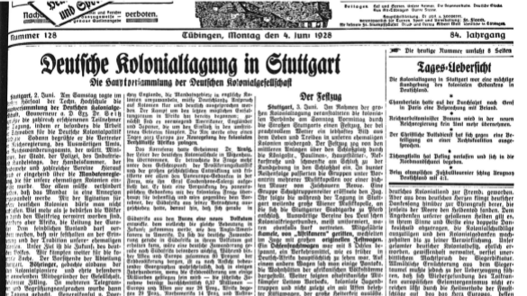 Tübingen und die Stuttgarter Kolonialwoche 1928 - Historischer Augenblick