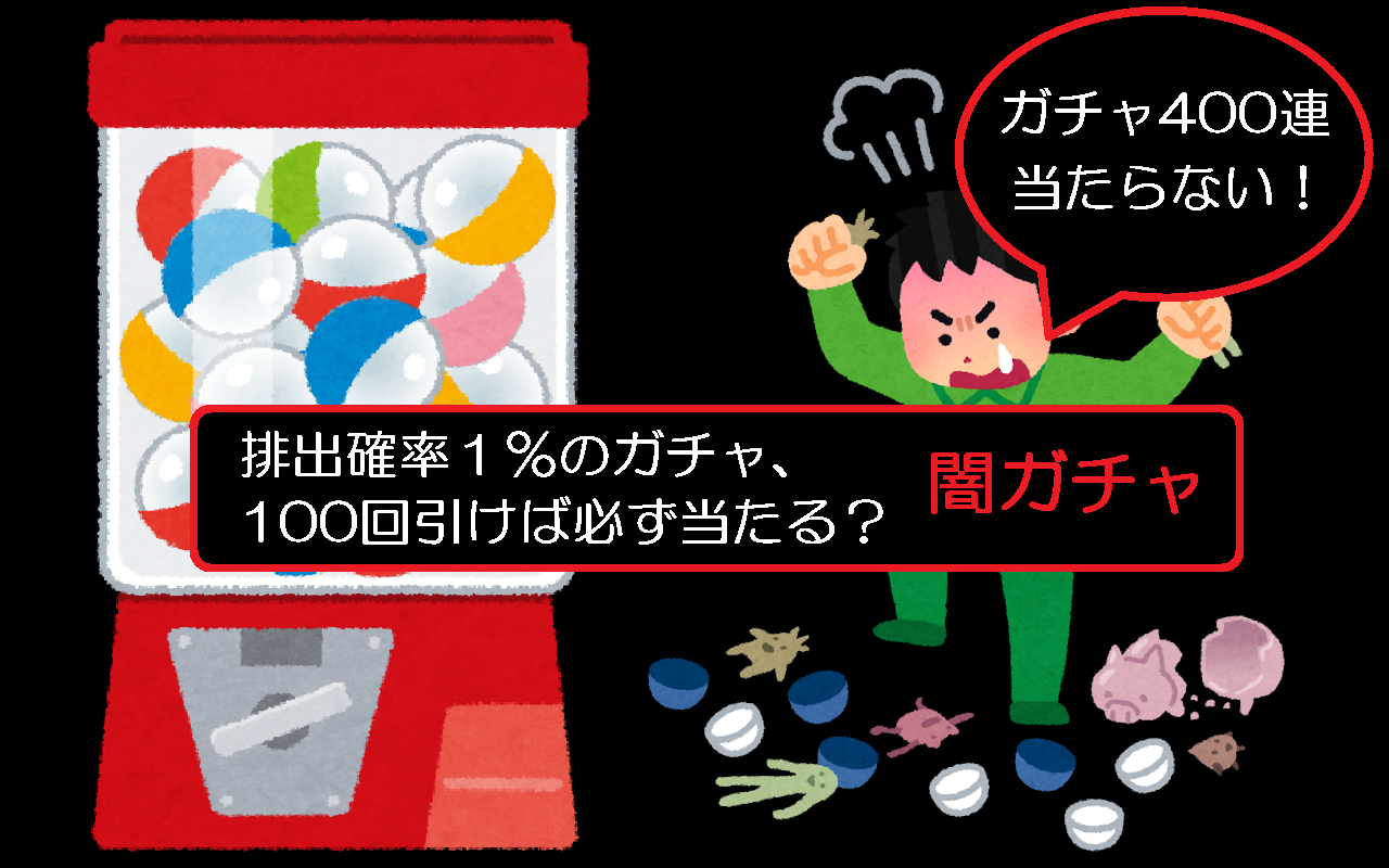 排出確率１ のガチャ 100回引けば必ず当たるとは限らない 日常と勉強を結びつける雑学講座 ゲーム好きな子どもだけでなくママ パパも必見 札幌自学塾新道東店