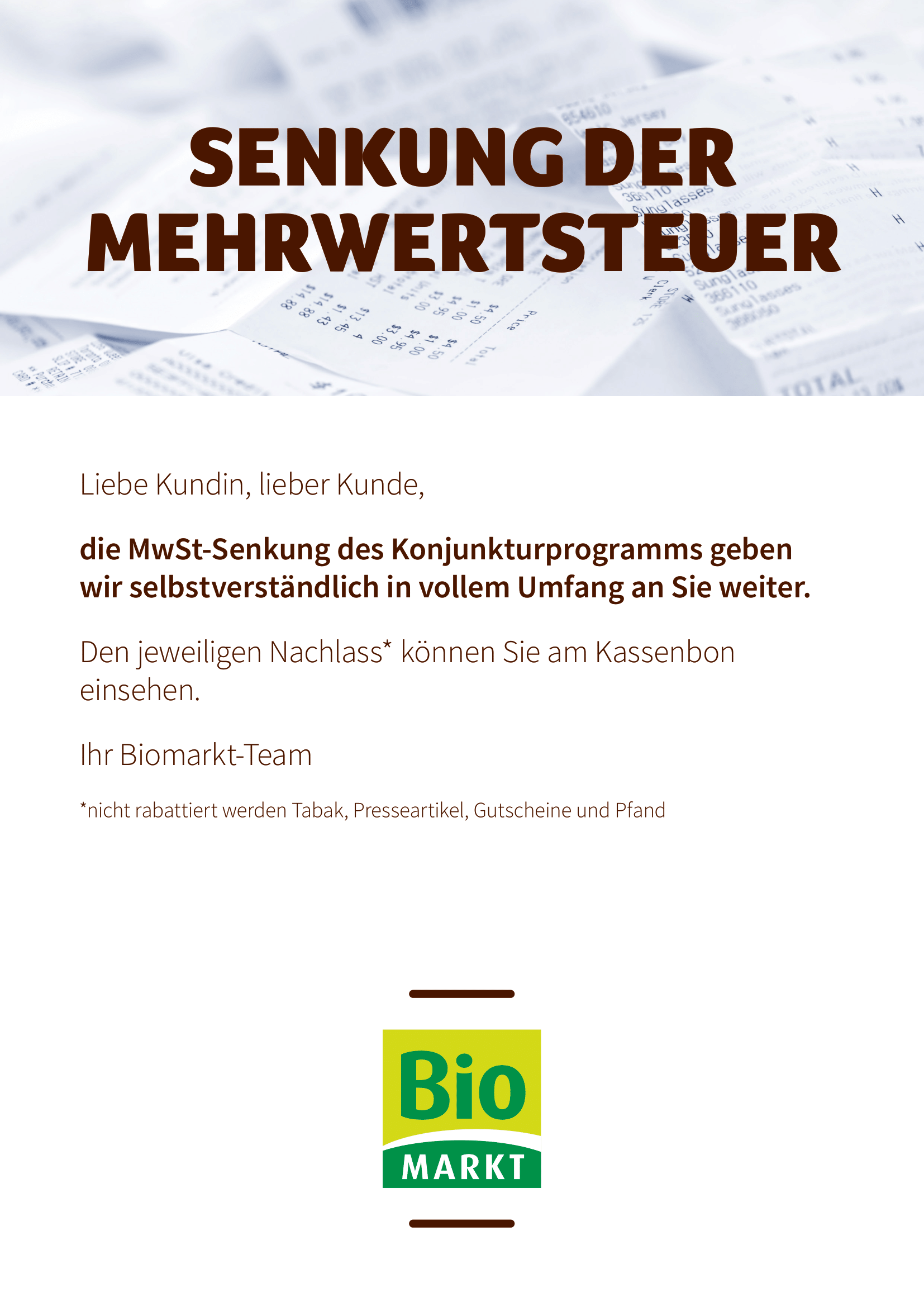 Senkung der Mehrwertsteuer ab dem 01.07.20 - Naturkost Schwarz