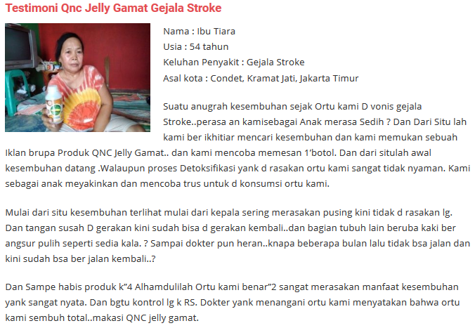 Testimoni Jelly Gamat Untuk Stroke