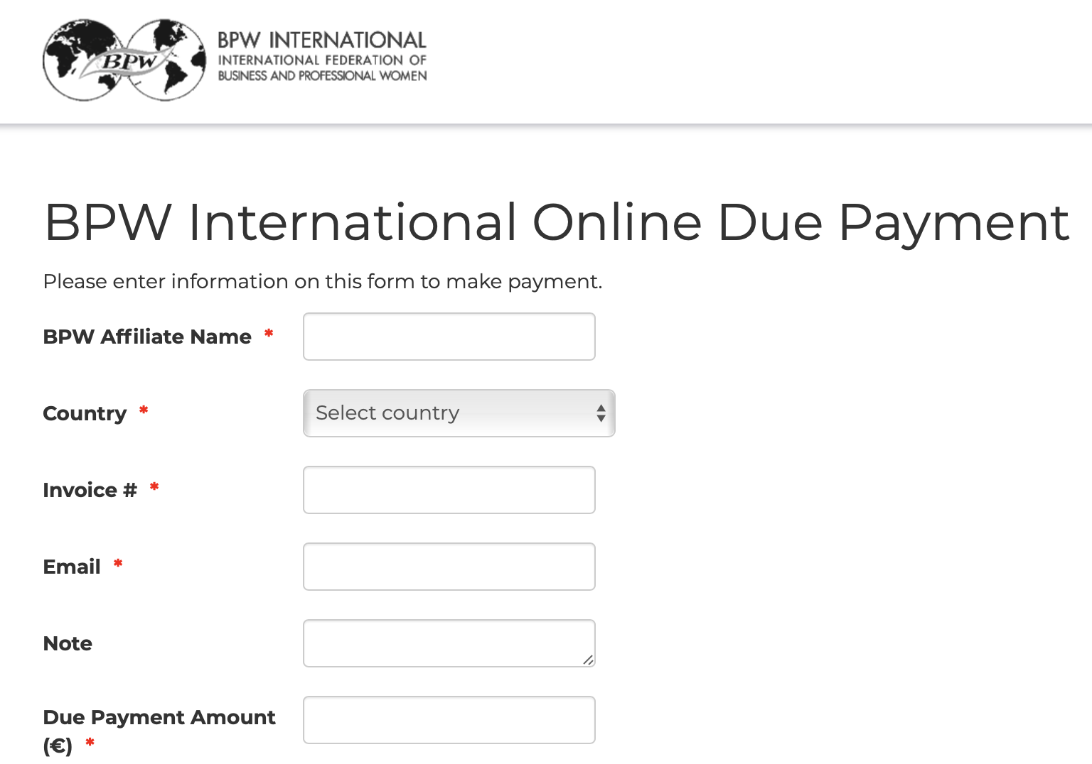 BPW International Online Due Payment BPW International
