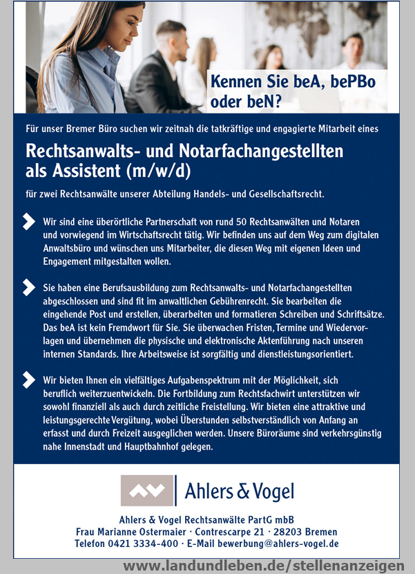 aktuelle Jobbörse +++ Stellenangebot in RechtsanwaltsKanzlei +++ Bremen 