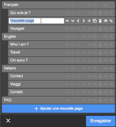 Jimdo créer sous-menus