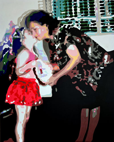 "A kiss for Mom", 2025, acrylic on canvas, 100x80 cm