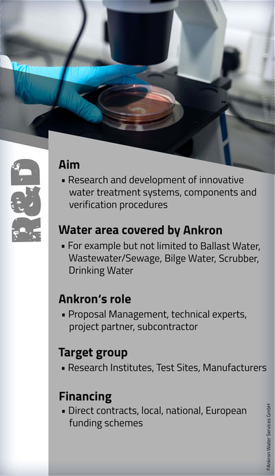 R&D, water treatment, water treatment systems, ballast water, bilge water, scrubber, drinking water