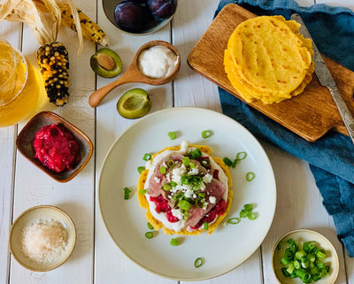 Maistortillas, Tortillas, Lammrücken, Lammrückenfilet, Feta, Zwetschgen, Zwetschgenchutney