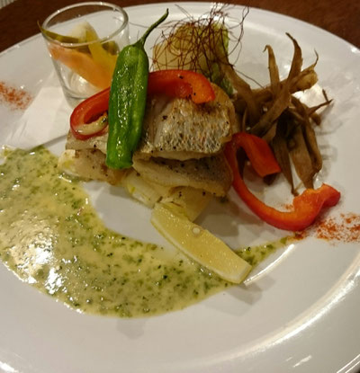 連子鯛のソテー ~あおさクリームソース~