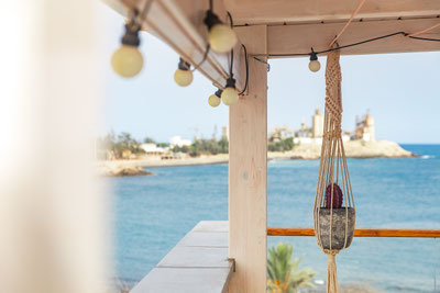 Ocean view from the Surf and Sleep rooftop in Arguineguín overlooking the waves in Gran Canaria