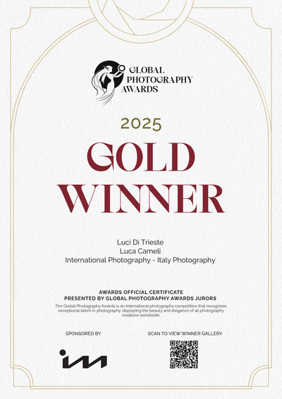 Global Photography Awards 2025 Certificate Gold Winner ~ Luci Di Trieste. © Luca Cameli Photographer