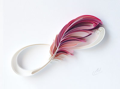 Feather, Paper art, Quilling, Infinity sign, 1st anniversary, Wedding, Birthday gift, Home decor, Wall art, Modern
