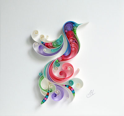 Hummingbird - Bird, Quilling paper art, Birthday gift, Mother's day, Unique gift, Home decor, Framed wall art