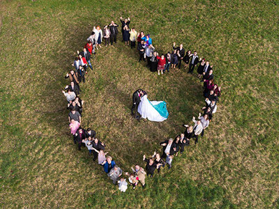Luftbild Hochzeit mit Drohne erstellt