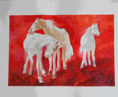 "I cavalli bianchi" quadro dell'artista Angela Gallinatti, Agliè