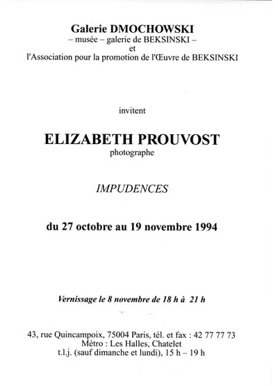 Impudences Galerie Dmochowski Prouvost Elizabeth Photographe