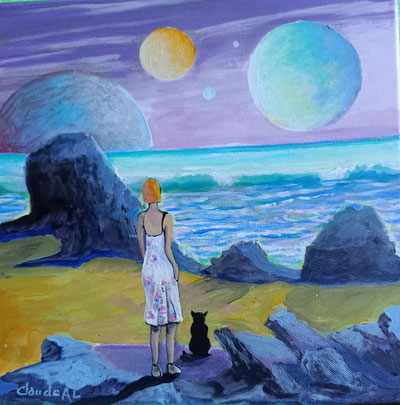 "Couleur du soir" Acrylique sur toile. 30 X 30 cm. Disponible. 140€