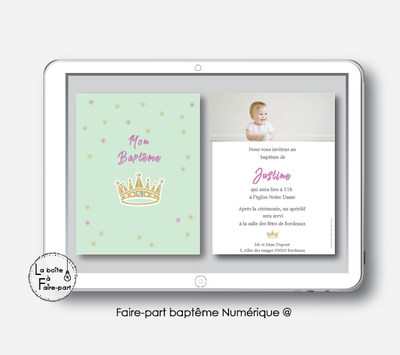 faire-part bapteme fille numérique-électronique-pdf-couronne -faire-part bapteme fille numérique-électronique-pdf-nuage rose-à imprimer soi-même