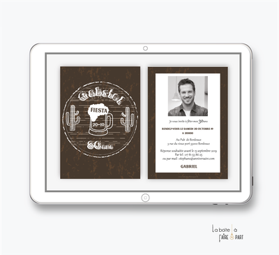 Invitation anniversaire homme numérique-Invitation électronique-Invitation numérique-imprimable-pdf numérique-Invitation connecté-Invitation anniversaire à envoyer par mms-par mail-réseaux sociaux-whatsapp-facebook-chope de biere-cactus-tendance