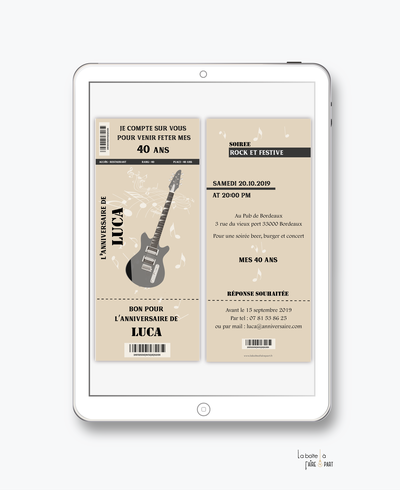 Invitation Anniversaire Homme Billet De Concert Guitare Pdf Numerique Faire Part Naissance Faire Part Bapteme Et Invitation Anniversaire Adulte La Boite A Faire Part Invitation Anniversaire Homme Billet De Concert Guitare Pdf Numerique Faire Part Naissance Faire Part Bapteme Et Invitation Anniversaire Adulte La Boite A Faire Part