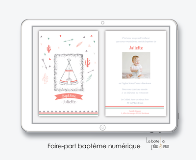 faire-part baptême numérique-faire part baptême électronique-faire part numérique-pdf imprimable-pdf numérique-faire part connecté-tipi indien-sioux-faire part à imprimer soi-même-faire-part à envoyer par sms- mms- à envoyer par mail-réseaux sociaux