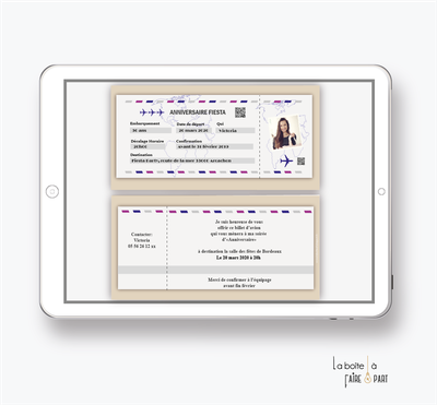 Ninvitation anniversaire femme billet d avion party PDF