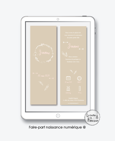 faire-part naissance numérique-faire part électronique-faire part numérique-imprimable-pdf numérique-faire part connecté-couronne kraft-faire part à imprimer soi-même-faire-part à envoyer par sms-mms-par mail-réseaux sociaux-whatsapp-facebook