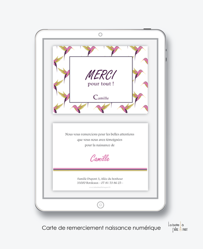 Carte De Remerciements Naissance Fille Colibris Rose Pdf Numerique Faire Part Naissance Faire Part Bapteme Et Invitation Anniversaire Adulte La Boite A Faire Part Carte De Remerciements Naissance Fille Colibris Rose Pdf Numerique Faire Part Naissance Faire Part Bapteme Et Invitation Anniversaire Adulte La Boite A Faire Part