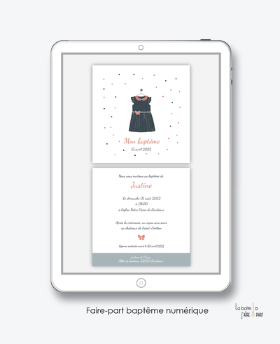  faire-part baptême fille numérique-faire part baptême électronique-faire part numérique-pdf imprimable-pdf numérique-faire part connecté-robe-noeud-pois-église-faire part à imprimer soi-même-faire-part à envoyer sms mms-à envoyer par mail-réseaux sociaux